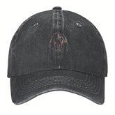 Stylish Printed Horse Lover Horseback Riding Equestrian Print Fashion Denim Baseball Cap - Adjustable Washed Cotton Dad Hat - Lightweight, Breathable & Durable - Unisex Outdoor Sports & Casual Style