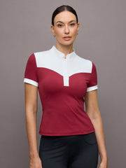 Activina Burgundy Top Women's Short Sleeve Equestrian Outfit