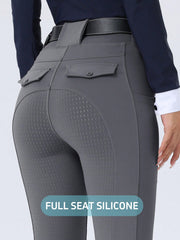 ROYALS MATTINI Women Equestrian Riding Pants, Full Silicone Grip Non-Slip Durable Jodhpurs, Ladies' Horse Riding Breeches With Pockets, Suitable For Equestrian Sports, Quick-Dry
