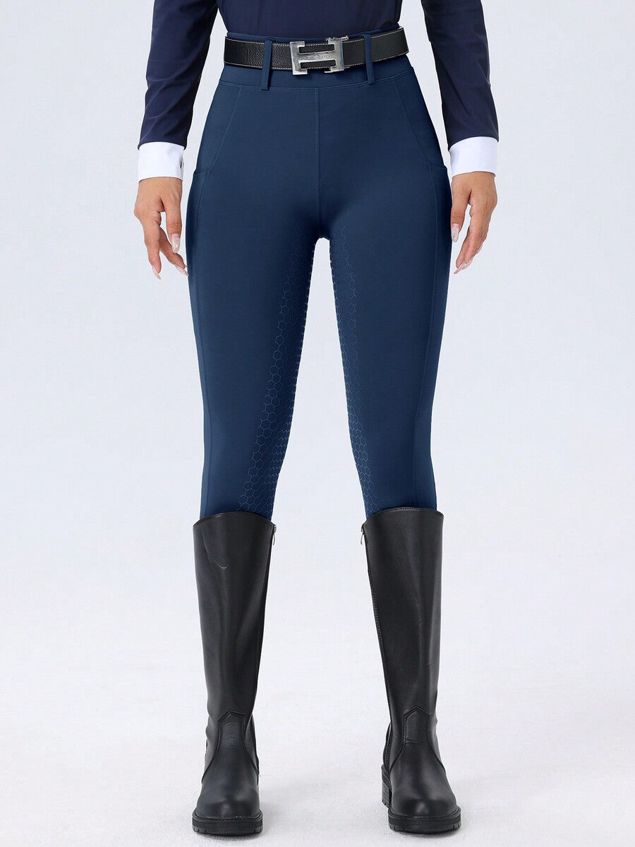 ROYALS MATTINI Women's Equestrian Silicone Full Seat Riding Pants With Pockets, Dark Grey, Quick-Dry Horse Riding Tights For Sports