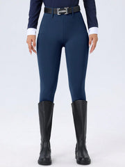 ROYALS MATTINI Women's Equestrian Silicone Full Seat Riding Pants With Pockets, Dark Grey, Quick-Dry Horse Riding Tights For Sports