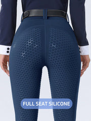 ROYALS MATTINI Women's Dark Blue Equestrian Riding Pants With Pockets, Full Seat Silicone Grip Non-Slip Durable Horse Riding Pants, Suitable For Equestrian Sports