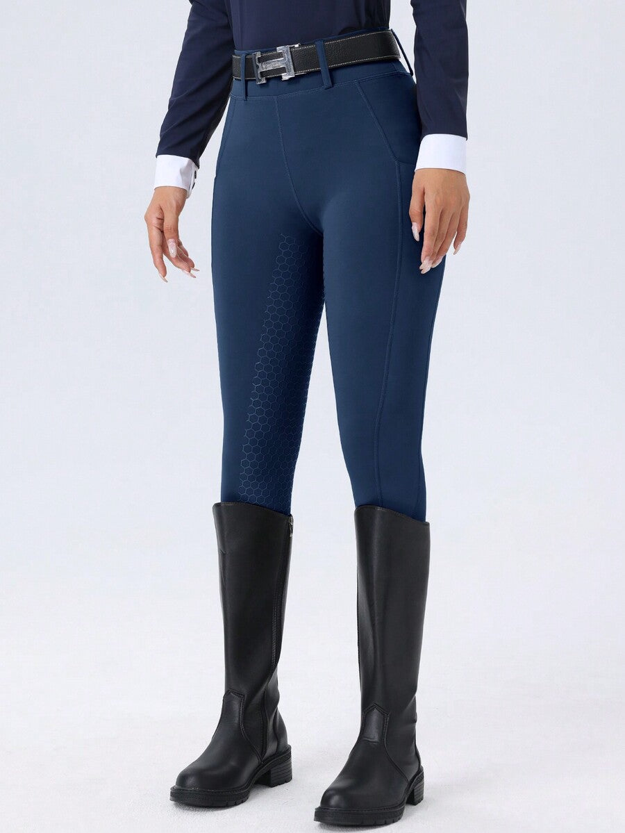 ROYALS MATTINI Women's Equestrian Silicone Full Seat Riding Pants With Pockets, Dark Grey, Quick-Dry Horse Riding Tights For Sports