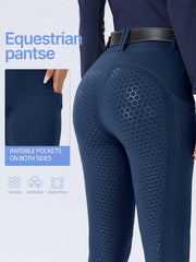 ROYALS MATTINI Women's Equestrian Silicone Full Seat Riding Pants With Pockets, Dark Grey, Quick-Dry Horse Riding Tights For Sports