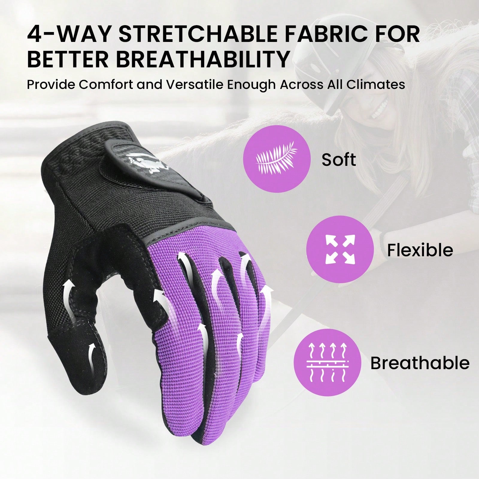 FINGER TEN Horse Riding Gloves For Women Equestrian Ride 1 Pair, Autumn Summer Comfortable Breathable Grip