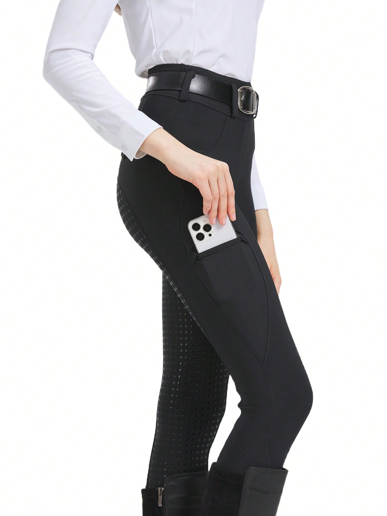 Professional All-Season Quick-Dry Equestrian Riding Pants, High Stretch, Abrasion-Resistant, Silicone Anti-Slip, Tight-Fitting Sports Equestrian Apparel (Without Thermal Lined)