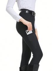 4-Seasons Quick-Dry Professional Equestrian Sports Pants, Elastic Slim-Fit Wear-Resistant Silicone Anti-Slip Horse Riding Pants, Equestrian Equipment (Non-Fleece)