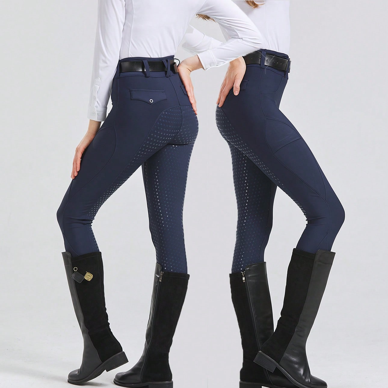 Professional All-Season Quick-Dry Equestrian Riding Pants, High Stretch, Abrasion-Resistant, Silicone Anti-Slip, Tight-Fitting Sports Equestrian Apparel (Without Thermal Lined)