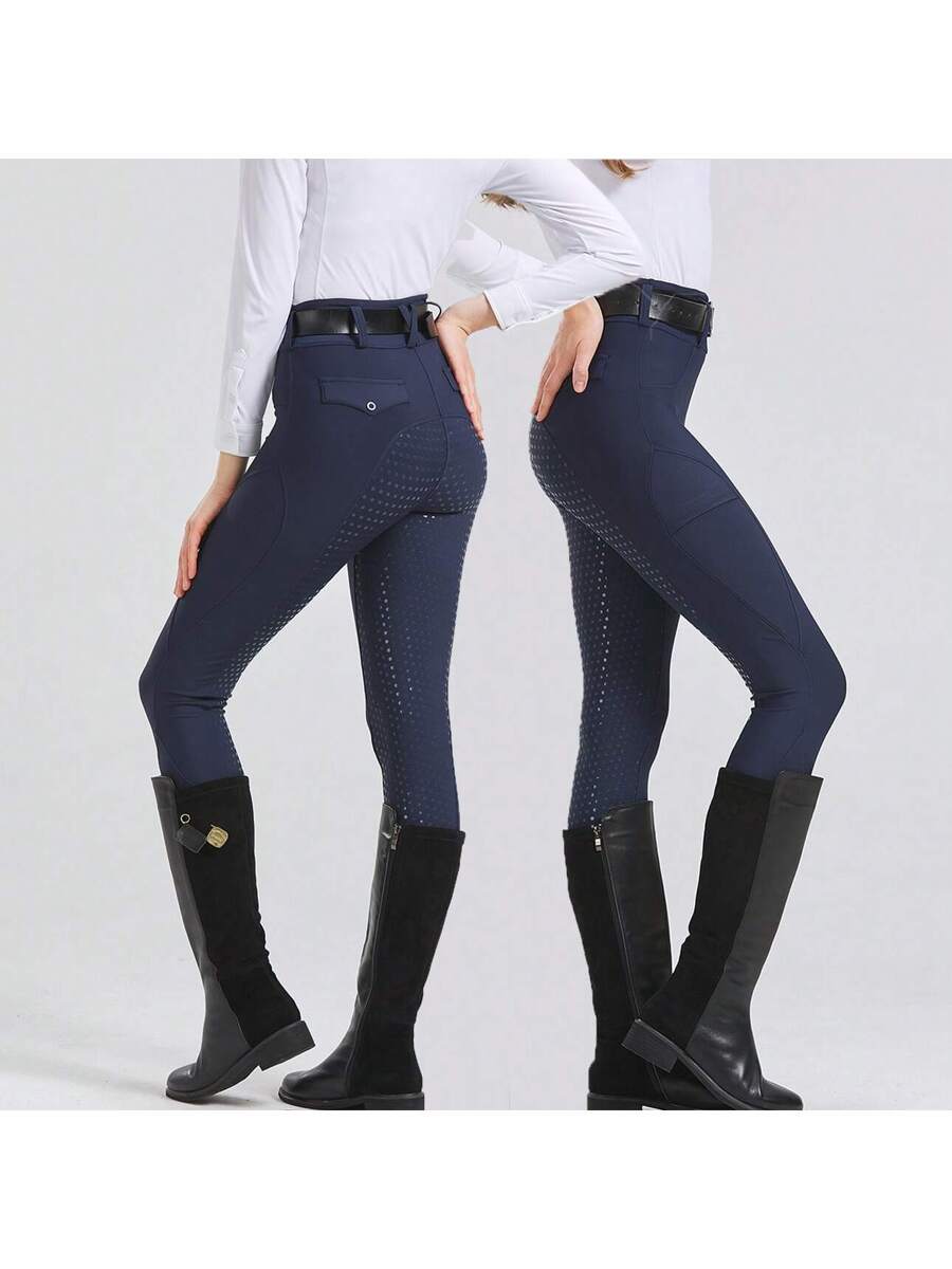 4-Seasons Quick-Dry Professional Equestrian Sports Pants, Elastic Slim-Fit Wear-Resistant Silicone Anti-Slip Horse Riding Pants, Equestrian Equipment (Non-Fleece)
