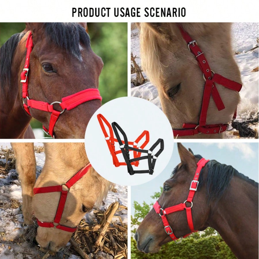 1pc High Quality Adjustable Halter, Professional Equestrian Horse Headstall With PP Webbing, Suitable For Equestrian Training And Riding, Must-Have For Outdoor Horseback Riding