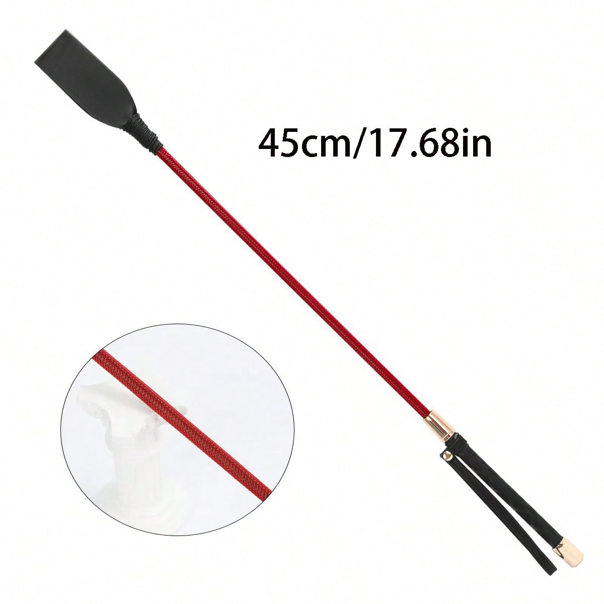 1pc PU Leather Riding Whip, Soft Equestrian Whip With Non-Slip Woven Handle And Wrist Strap, Equestrian Training Accessory