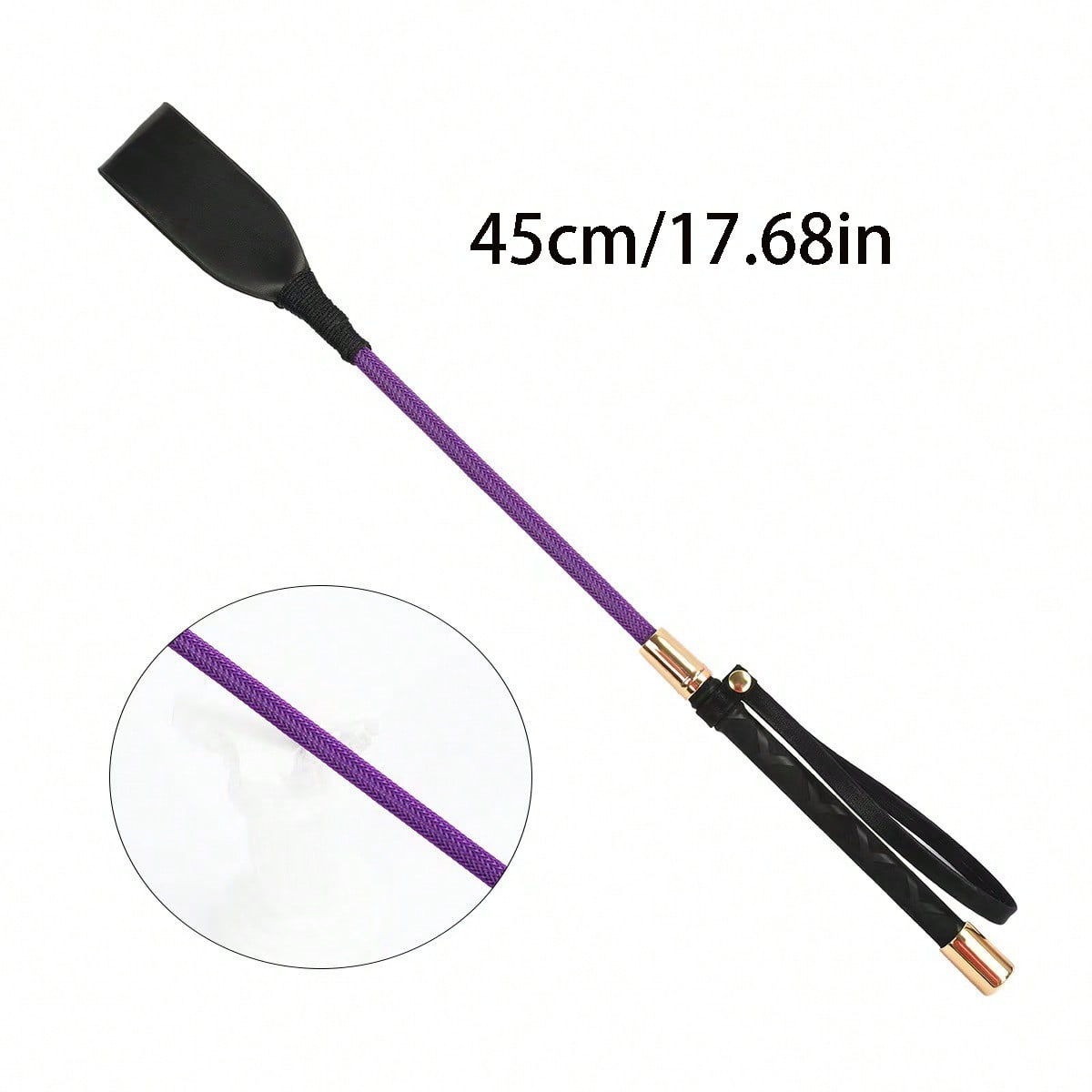 1pc PU Leather Riding Whip, Soft Equestrian Whip With Non-Slip Woven Handle And Wrist Strap, Equestrian Training Accessory