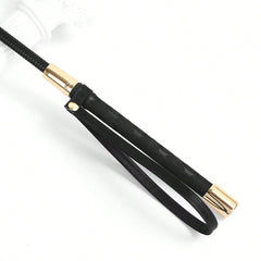 1pc PU Leather Riding Whip, Soft Equestrian Whip With Non-Slip Woven Handle And Wrist Strap, Equestrian Training Accessory