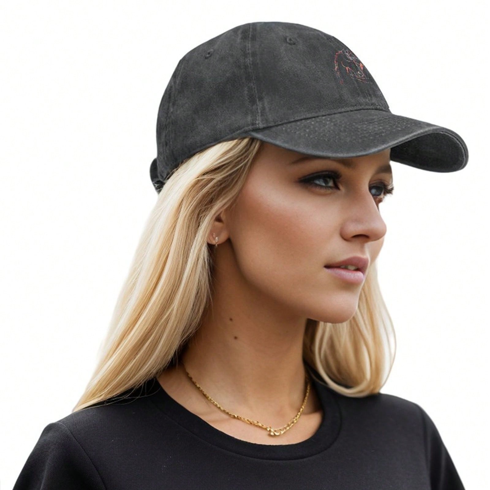 Stylish Printed Horse Lover Horseback Riding Equestrian Print Fashion Denim Baseball Cap - Adjustable Washed Cotton Dad Hat - Lightweight, Breathable & Durable - Unisex Outdoor Sports & Casual Style