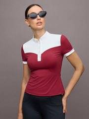 Activina Burgundy Top Women's Short Sleeve Equestrian Outfit