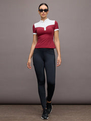 Activina Burgundy Top Women's Short Sleeve Equestrian Outfit