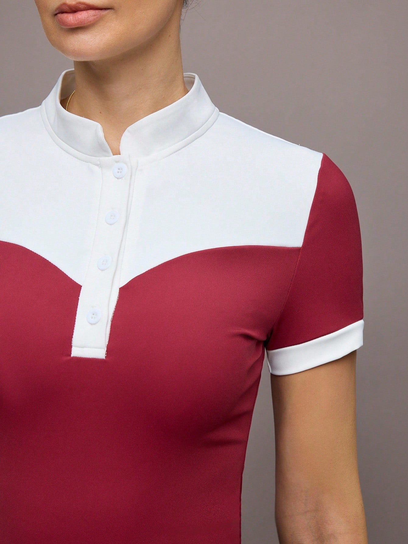 Activina Burgundy Top Women's Short Sleeve Equestrian Outfit