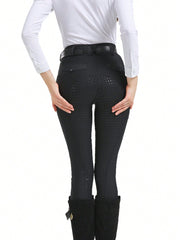 Professional All-Season Quick-Dry Equestrian Riding Pants, High Stretch, Abrasion-Resistant, Silicone Anti-Slip, Tight-Fitting Sports Equestrian Apparel (Without Thermal Lined)